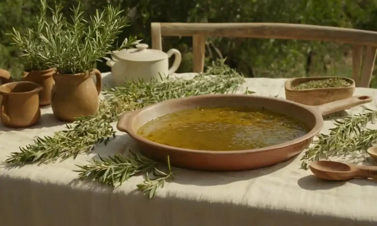 Líquido de oro derramando de pequeñas jarras en medio de vegetación exuberante