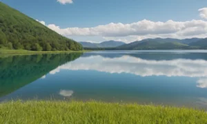 3D rendering of freshwater lake surface with ondas ondulantes