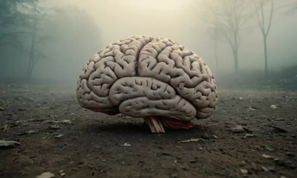 Un cerebro humano con fragmentos de memoria dispersos alrededor de él