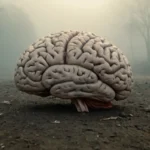 Un cerebro humano con fragmentos de memoria dispersos alrededor de él