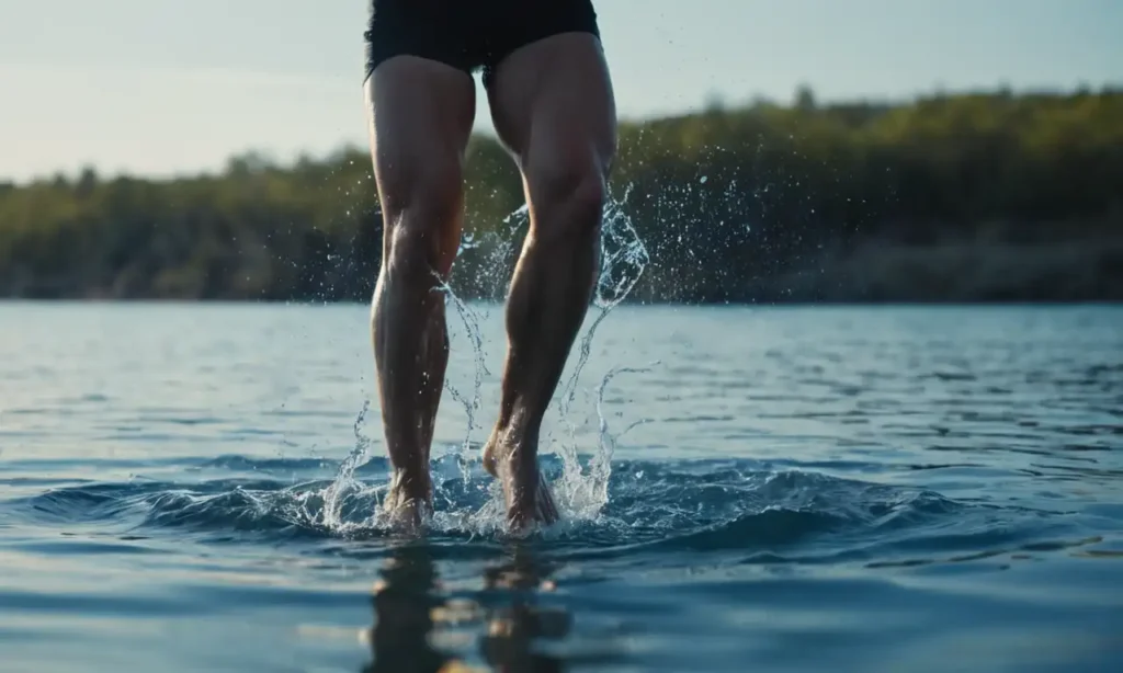 Silhouette de persona que lucha por equilibrar el agua