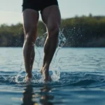 Silhouette de persona que lucha por equilibrar el agua