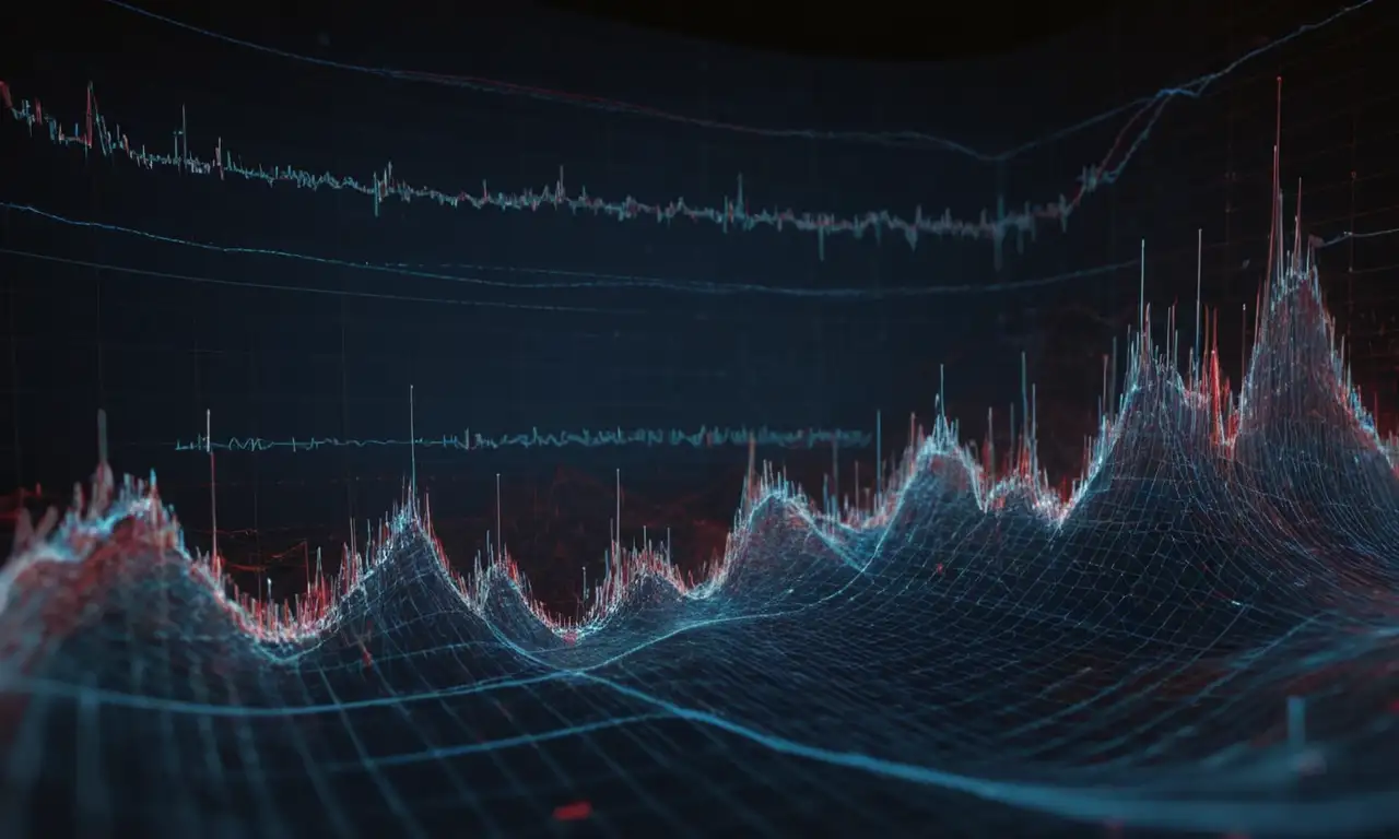 Líneas gráficas 3D con picos agudos y valles
