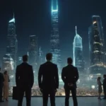 Un futurista paisaje urbano con rascacielos elegantes