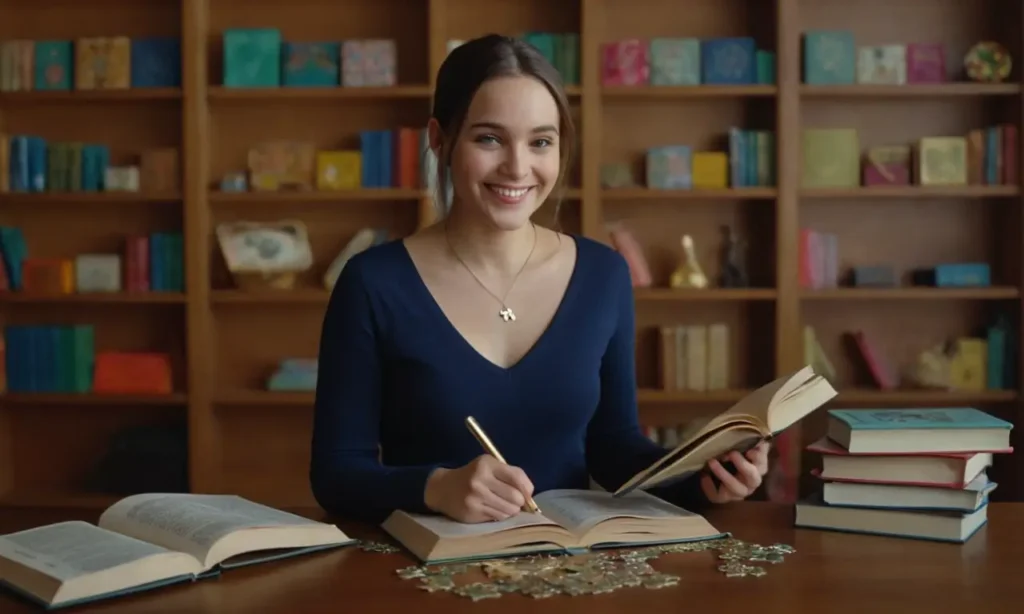 Una persona rodeada de palabras o elementos de lenguaje