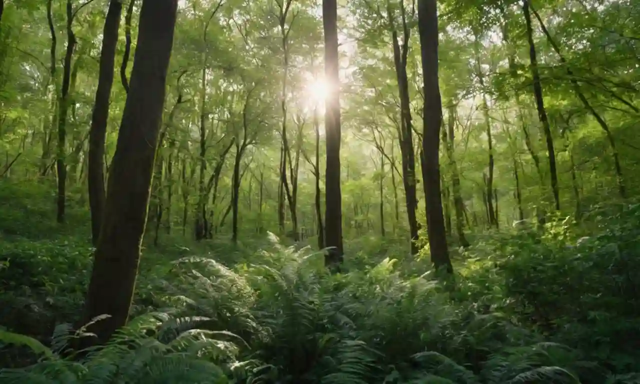 Un bosque exuberante con árboles Espelta en primer plano