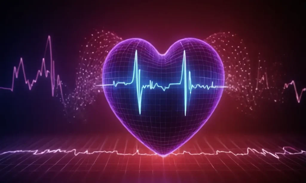 Modelo cardíaco 3D con patrón de latidos cardíacos irregulares