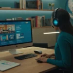 Un lugar de trabajo futurista con diversos empleados