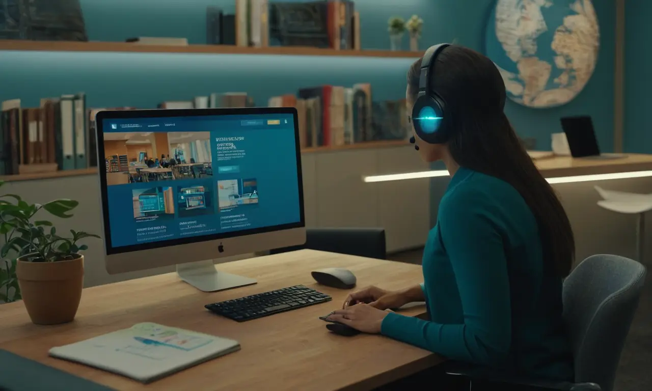 Un lugar de trabajo futurista con diversos empleados