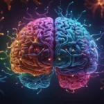 Ilustración cerebral 3D con neuronas coloridas