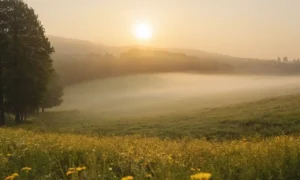Una cálida luz dorada envolviendo un entorno natural sereno