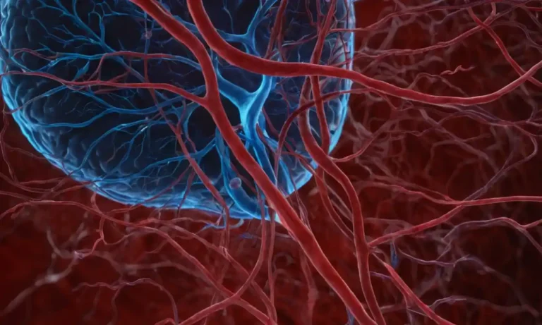 ilustración 3D de venas y arterias entrelazadas