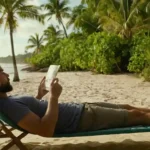Una persona que se relaja en una playa