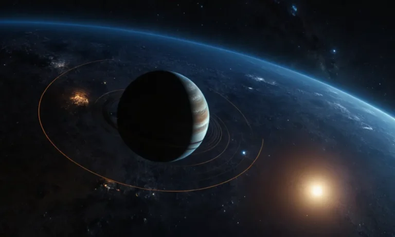 Mapa celestial 3D con planetas que se mueven en órbita inversa