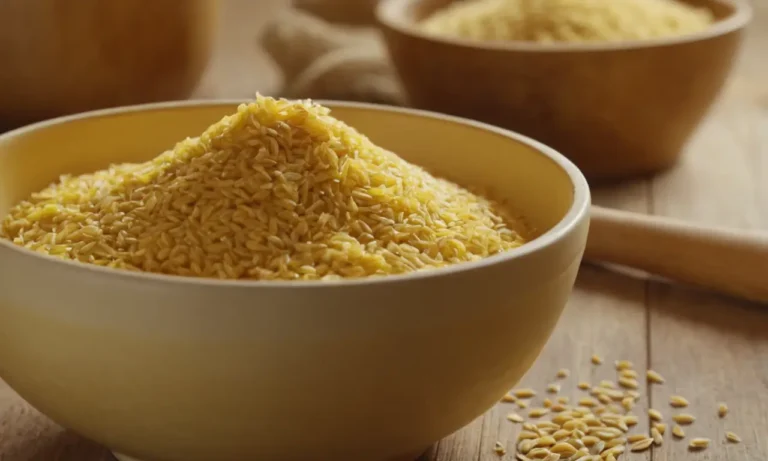 Tazón de pasta amarilla con granos y cuerdas