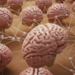 ilustración 3D de cerebros humanos con conexiones espejo