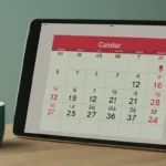 Calendario visual 3D con vistas diarias y mensuales