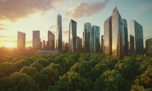 Edificios 3D con alturas crecientes