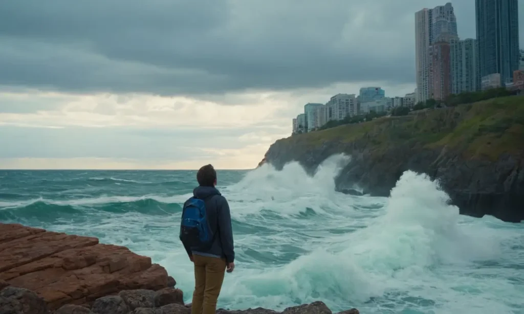 Una persona abrumada con nubes de pensamiento