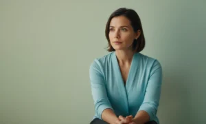 Una persona profesional sentada o de pie mirando hacia adelante con brazos desplegados