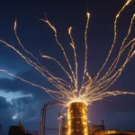 Las chispas eléctricas que vuelan a través del aire