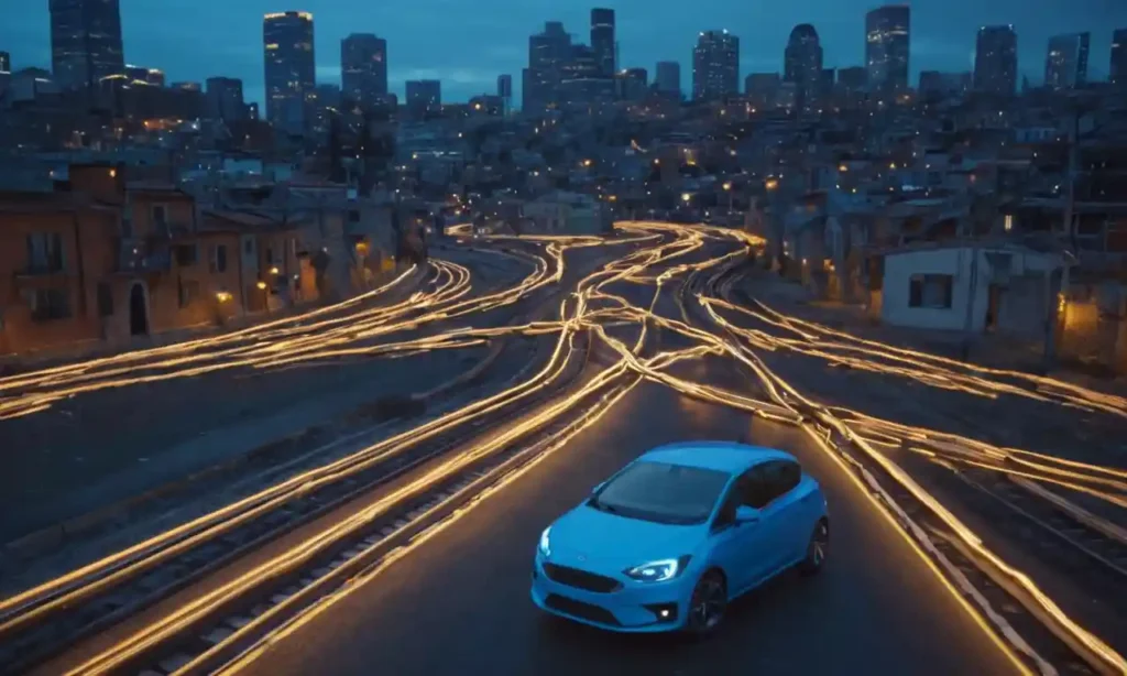 Tablero de circuitos informáticos 3D brillante azul