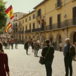 Una calle española con una oficina de aduanas