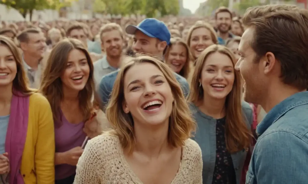 Una ilustración brillante y colorida de una persona con expresiones salientes