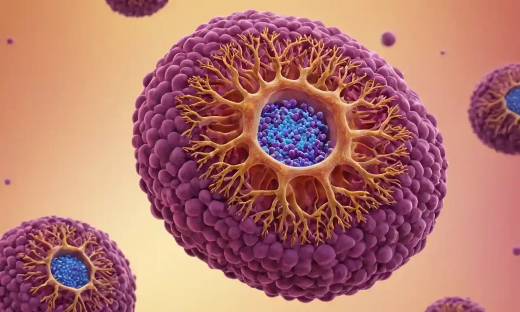 Una célula (humana o animal) que contiene una abundancia de lisosomas con enzimas de fosfatasa alcalina