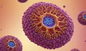 Una célula (humana o animal) que contiene una abundancia de lisosomas con enzimas de fosfatasa alcalina