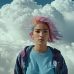 Una persona rodeada de nubes giratorias