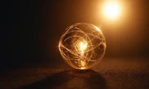 Orbe brillante en la oscuridad