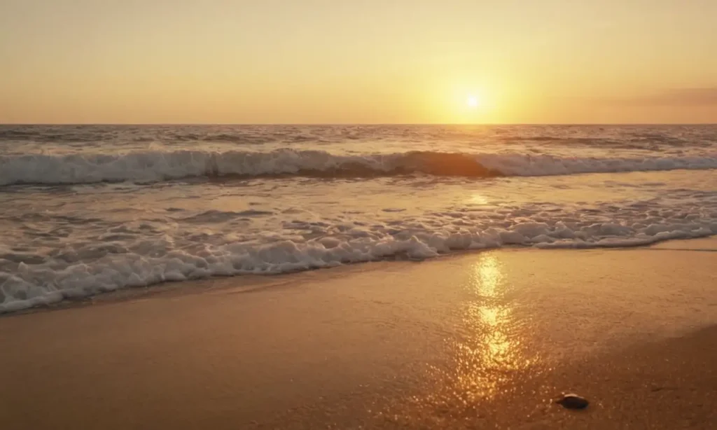 Olas lavando sobre la orilla