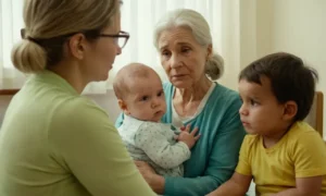 Mujer de edad con expresión reconfortante