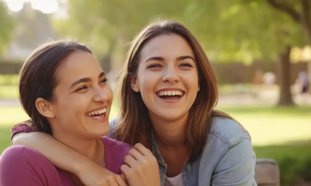2 personas riéndose juntas