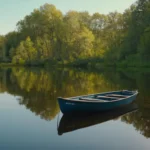 Un lago tranquilo con ondas de motivación