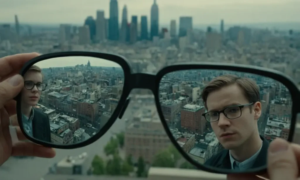 Un sesgo sutil o una distorsión en un par de gafas