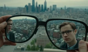 Un sesgo sutil o una distorsión en un par de gafas