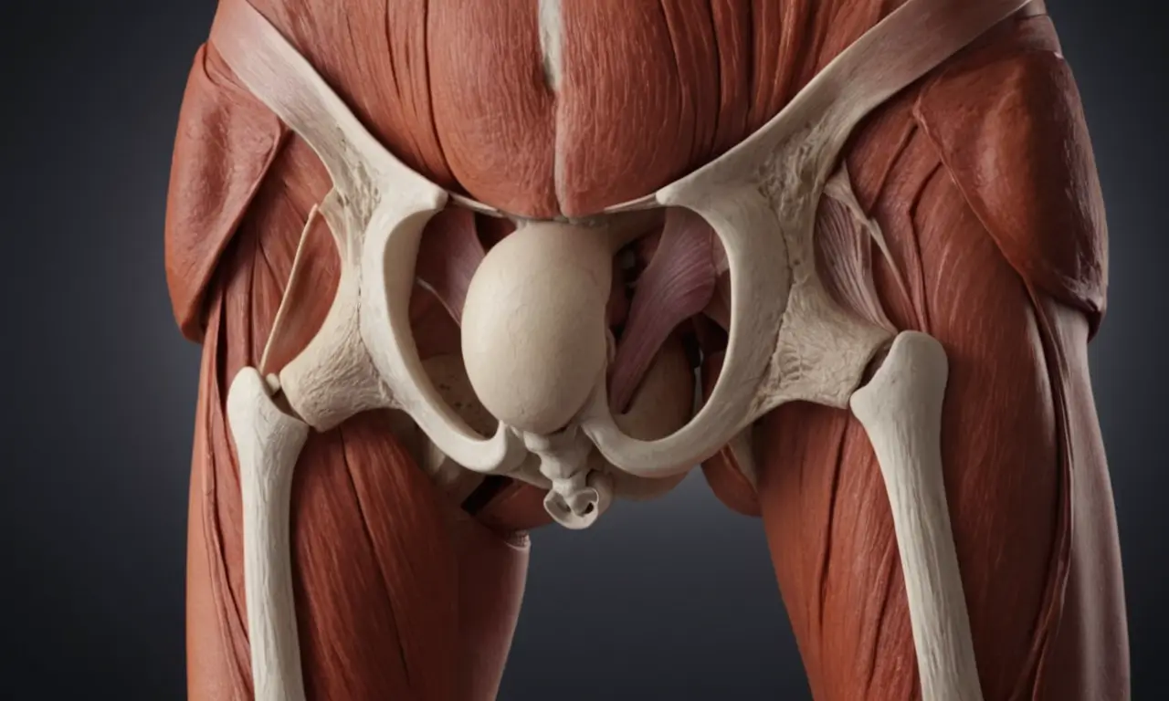 Ilustración 3D de una pelvis con suelo pélvico resaltado