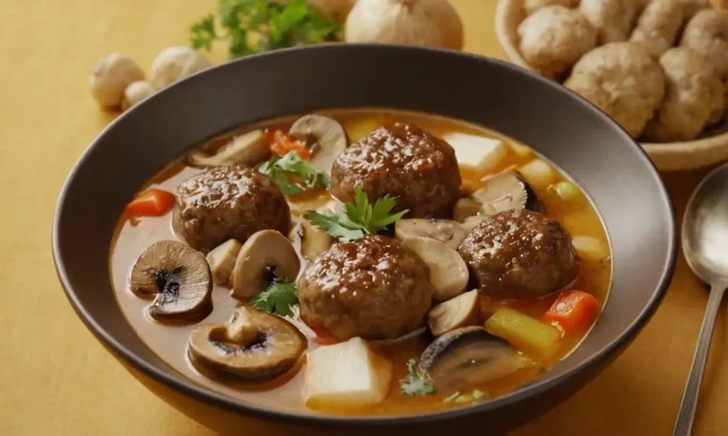 Saborando cuchara sosteniendo sopa asiática