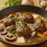 Saborando cuchara sosteniendo sopa asiática