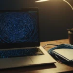 Carpeta con archivos y documentos en un escritorio