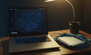 Carpeta con archivos y documentos en un escritorio