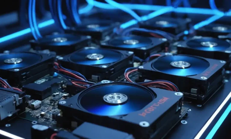 Discos duros computador 3D alineados en una placa base