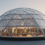 Estructura geodésica 3D con líneas curvas
