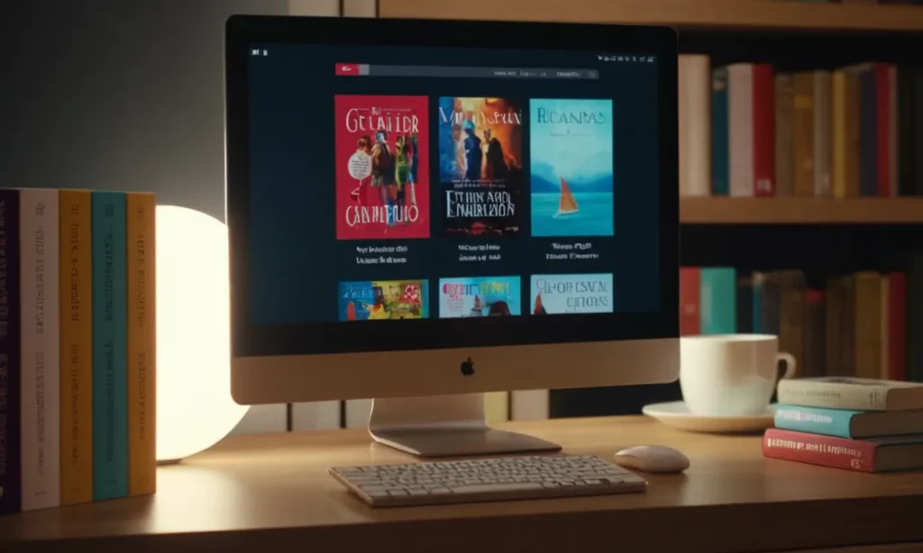 Estante de libros digitales 3D con libros electrónicos coloridos apilados