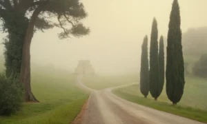 Paisaje 3D con camino de viento