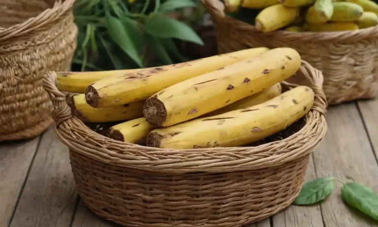Una vibrante raíz de yuca amarilla con piel marrón áspera
