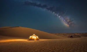 Un paisaje desierto con dunas de arena dorada