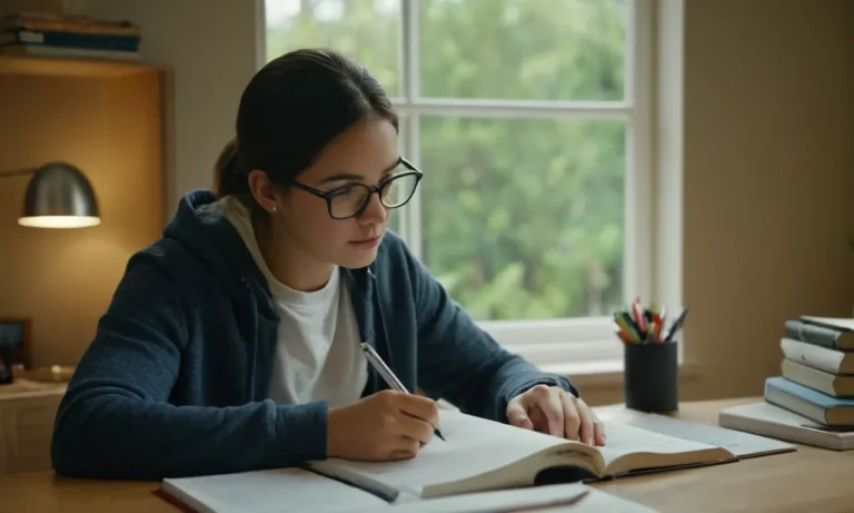Un estudiante que estudia en una mesa con libros de texto